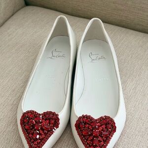 Christian Louboutin "I Love Kate" leather flats with red crystal embellishments